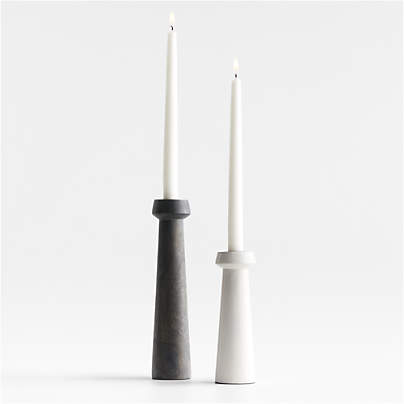 Asker Black Wood Taper Candle Holders, Set of 2 + Reviews | Crate & Barrel