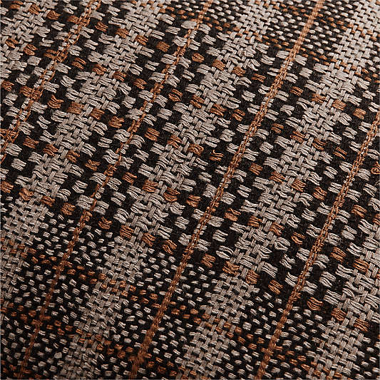 Katla Woven Linen Plaid 23"x23" Ink Black Throw Pillow