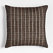 Katla Woven Linen Plaid 23"x23" Ink Black Throw Pillow Cover