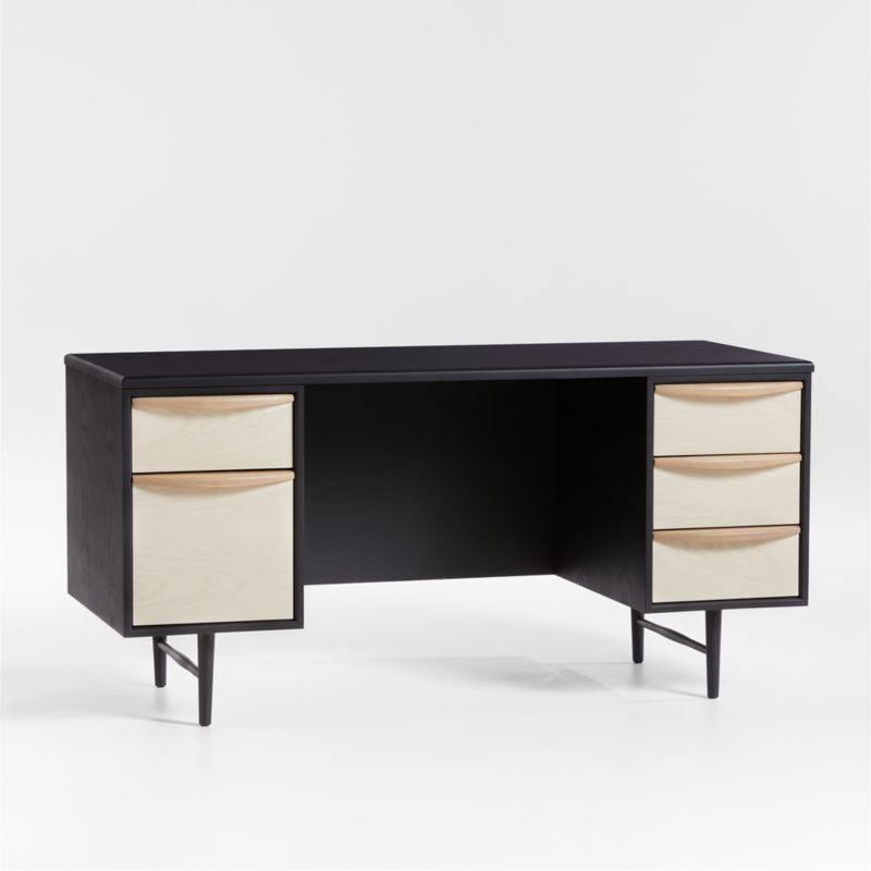 Kaufman 62" Black and Natural Wood Desk with File Drawer - image 3 of 10