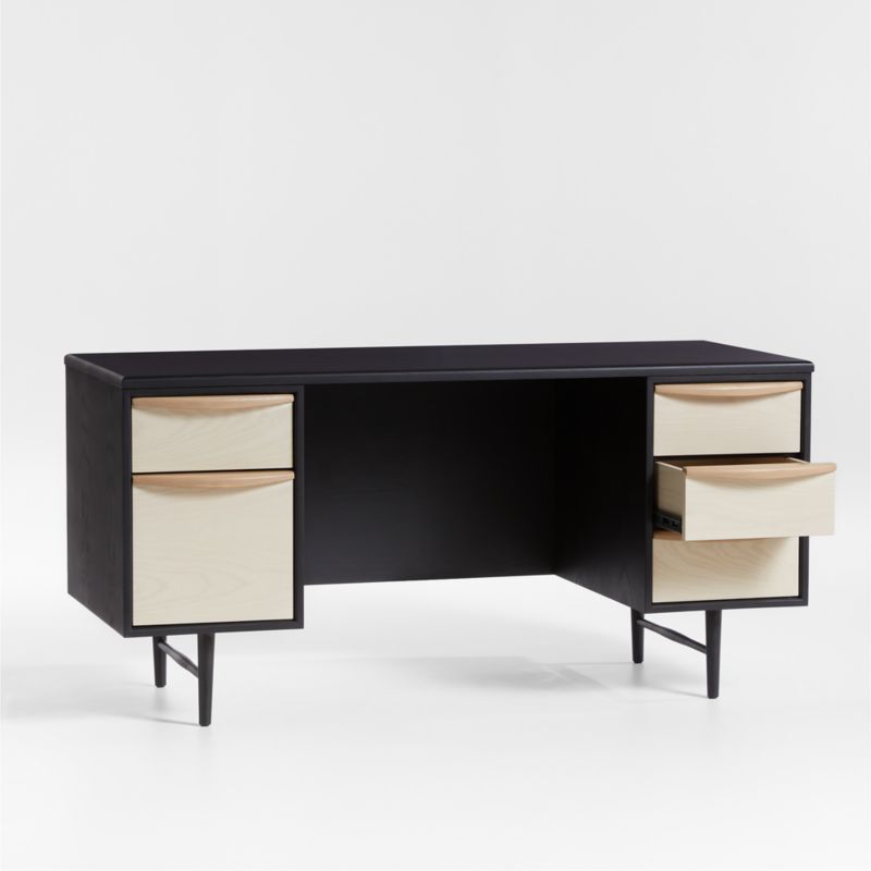 Kaufman 62" Black and Natural Wood Desk with File Drawer - image 4 of 10