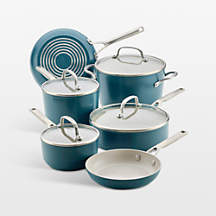 KitchenAid Agave Hard-Anodized Ceramic Non-Stick Induction 10-Piece Cookware Set + Reviews | Crate & Barrel