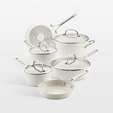 View KitchenAid ® Porcelain White Hard-Anodized Ceramic Nonstick Induction 10-Piece Cookware Set details