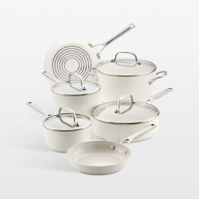 KitchenAid ® Porcelain White Hard-Anodized Ceramic Nonstick Induction 10-Piece Cookware Set