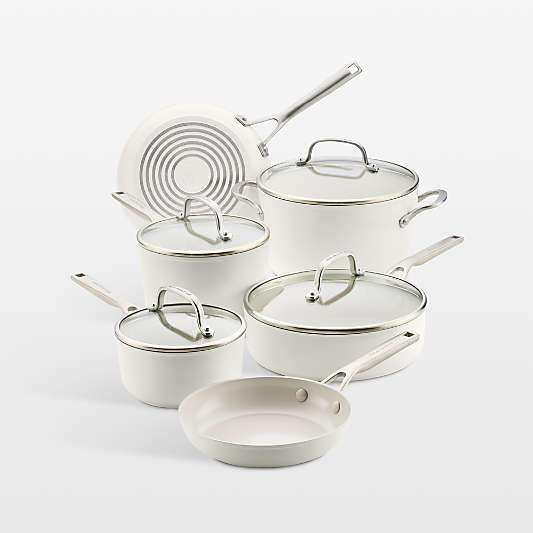 KitchenAid ® Porcelain White Hard-Anodized Ceramic Nonstick Induction 10-Piece Cookware Set