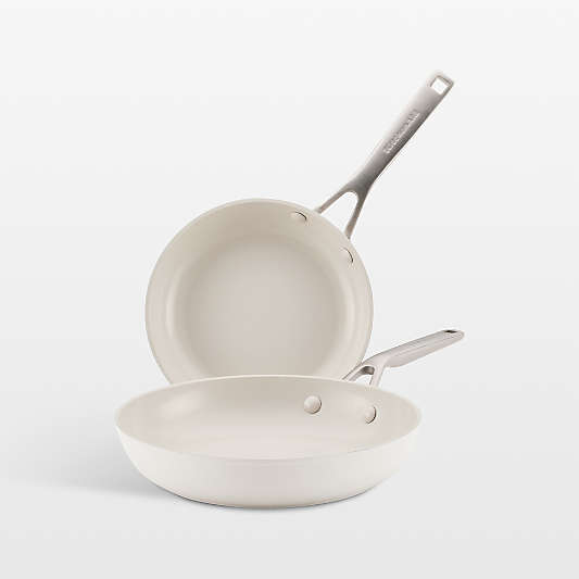 KitchenAid ® Porcelain White Hard-Anodized Ceramic Non-Stick 8.25" and 10" Skillets Set