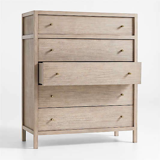 Keane Weathered Natural Solid Wood 5-Drawer Chest