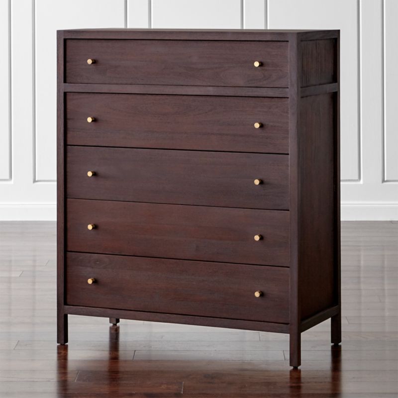 Keane Espresso Wood 5-Drawer Chest