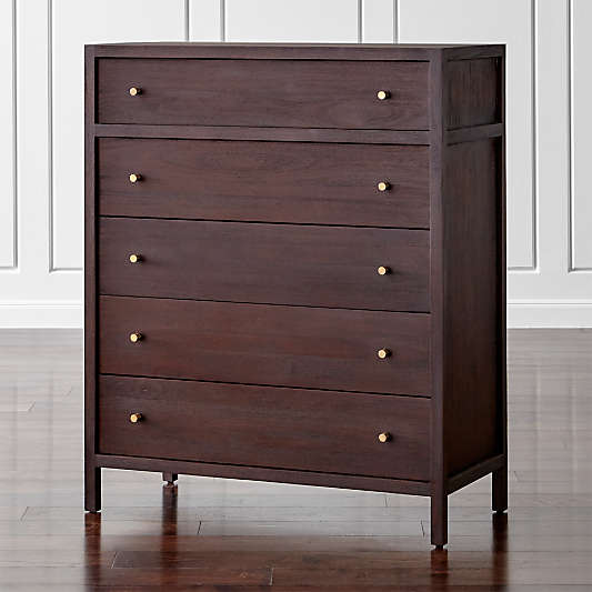 Keane Espresso Solid Wood 5-Drawer Chest