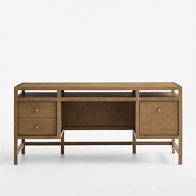 Keane 65" Solid Driftwood Desk with Outlets