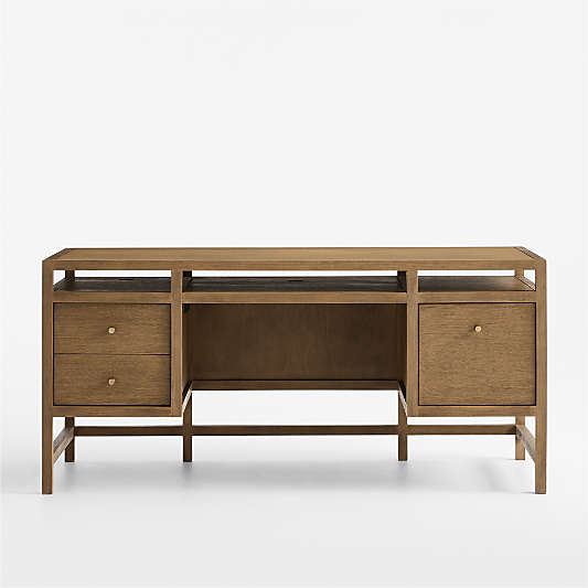Keane 65" Solid Driftwood Desk with Outlets