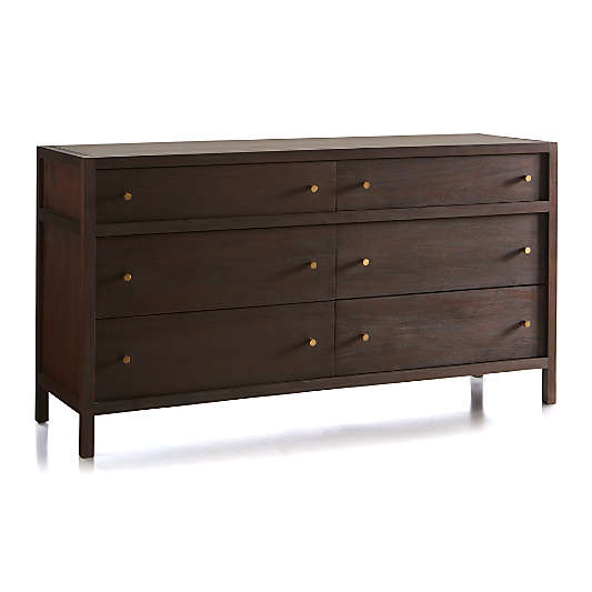 Keane 64" Espresso Wood 6-Drawer Dresser