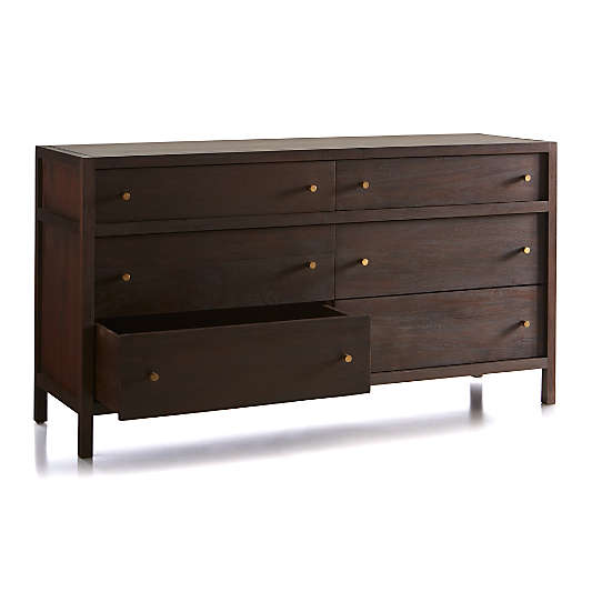 Keane 64" Espresso Wood 6-Drawer Dresser