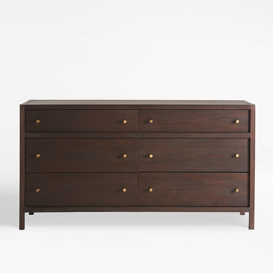 Keane Espresso Wood 6-Drawer Dresser + Reviews | Crate & Barrel