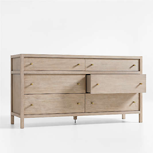 Keane Weathered Natural Solid Wood 6-Drawer Dresser