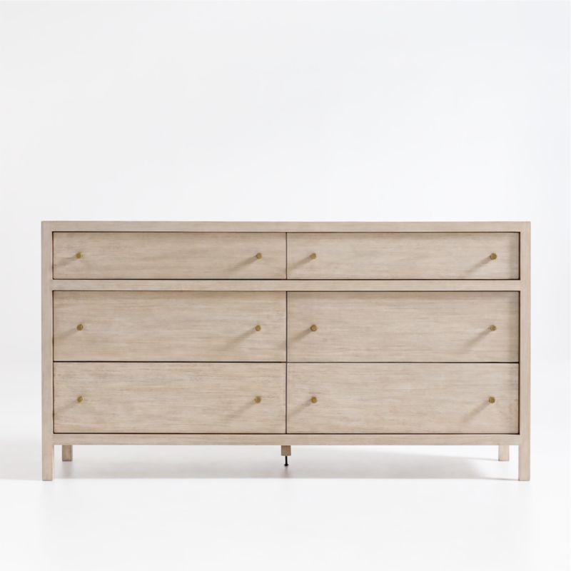 Grayson Natural Brown Oak Wood Wide 6-Drawer Kids Dresser