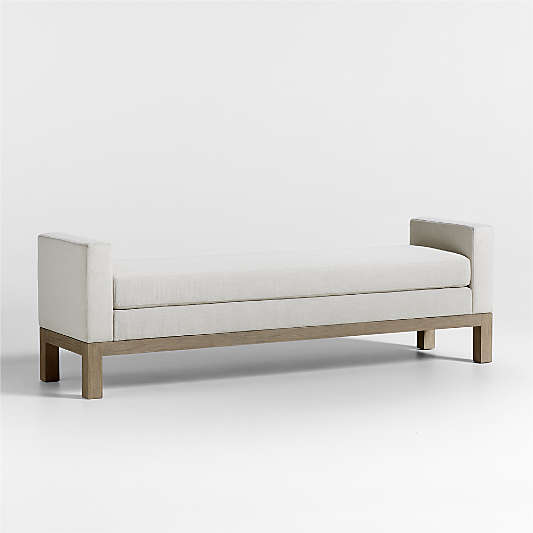 Keane Weathered Natural Wood Upholstered Bench (54"-70")