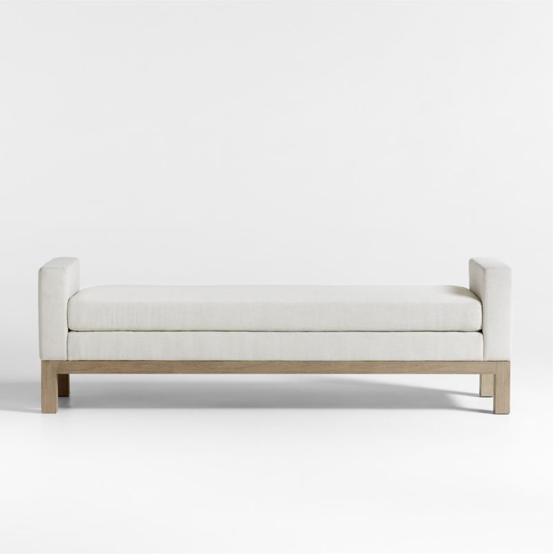 Viewing product image Keane 70" Weathered Natural Wood Upholstered Bench - image 1 of 6