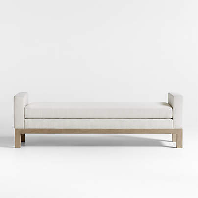 Keane 70" Weathered Natural Wood Upholstered Bench