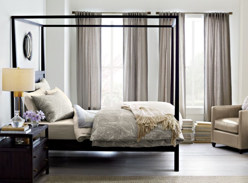 Keane Espresso Wood Queen Canopy Bed