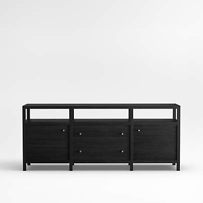 Keane 72" Black Wood Storage Media Console
