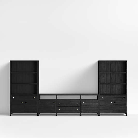 Keane 166" Black Wood Storage Media Console Set