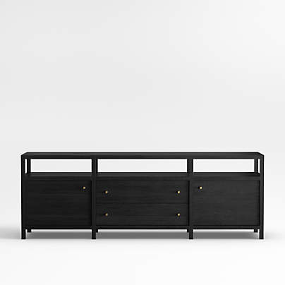 Keane 86" Black Wood Storage Media Console