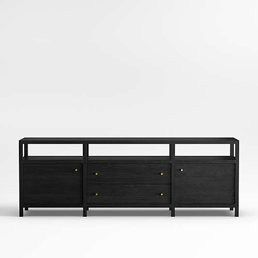 Keane 86" Black Wood Storage Media Console