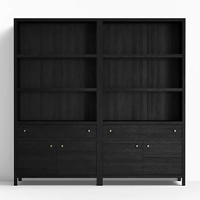 Keane 40" Black Wood Storage Bookcase, Set of 2