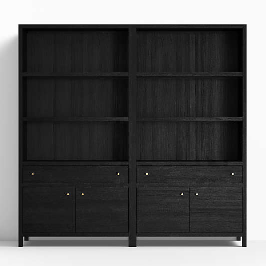 Keane 40" Black Wood Storage Bookcase, Set of 2