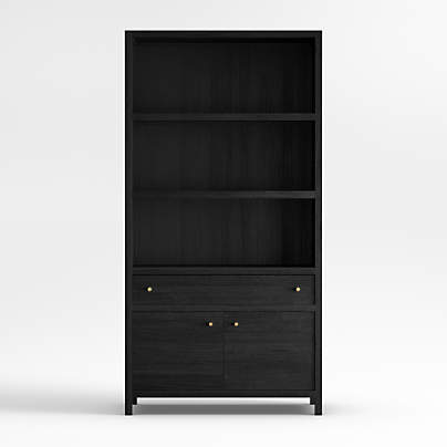 Keane 40" Black Wood Storage Bookcase
