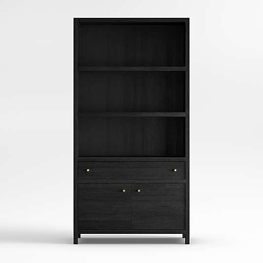 Keane 40" Black Wood Storage Bookcase