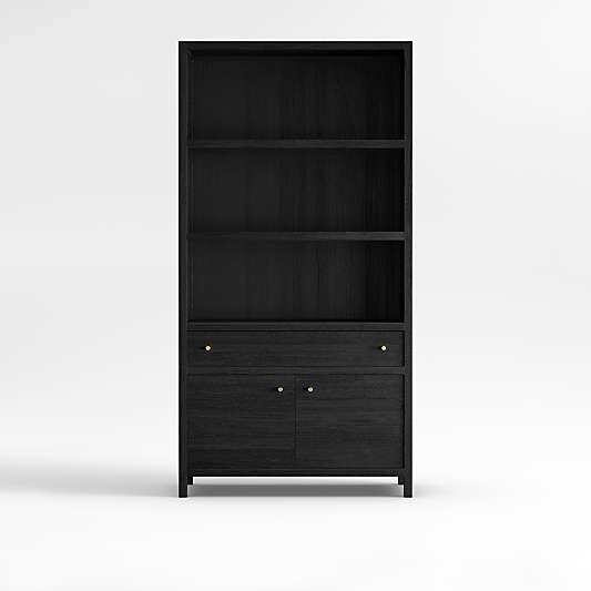 Keane 40" Black Wood Storage Bookcase