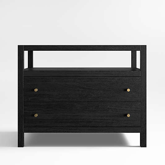 Keane 31.5" Black Solid Wood Charging Nightstand