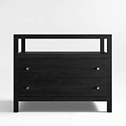 Keane 31.5" Black Solid Wood Charging Nightstand