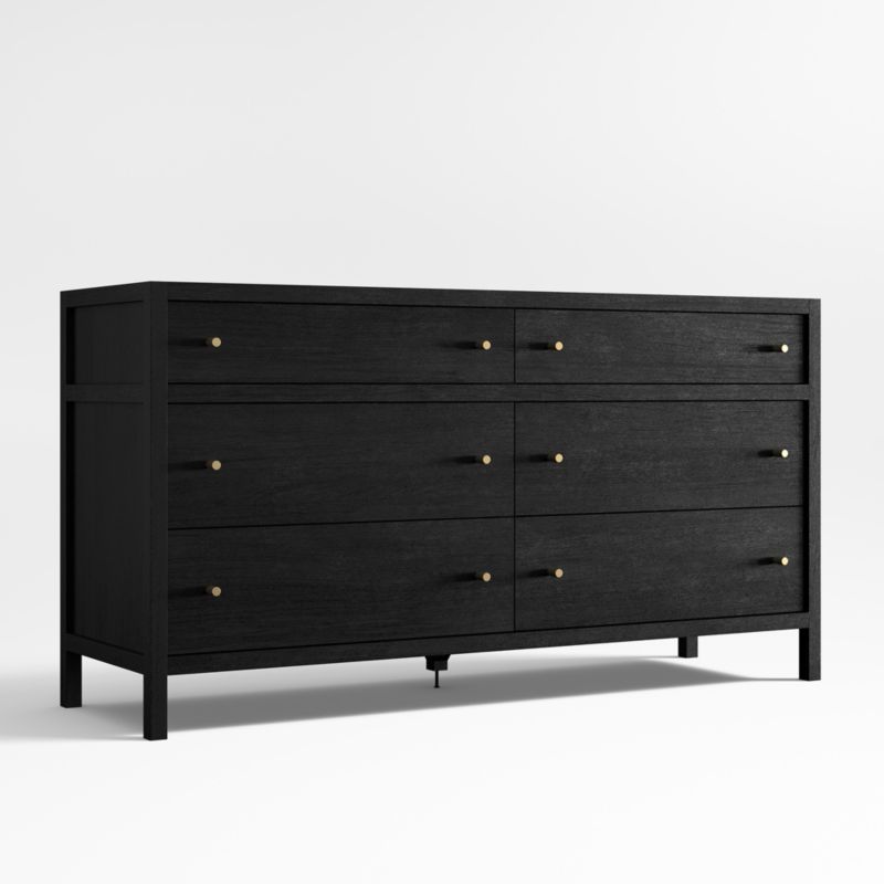 Keane Black Solid Wood 6-Drawer Dresser - image 3 of 7