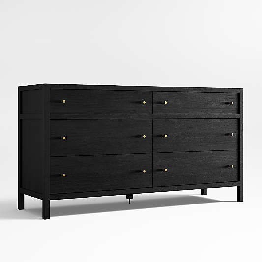 Keane Black Solid Wood 6-Drawer Dresser