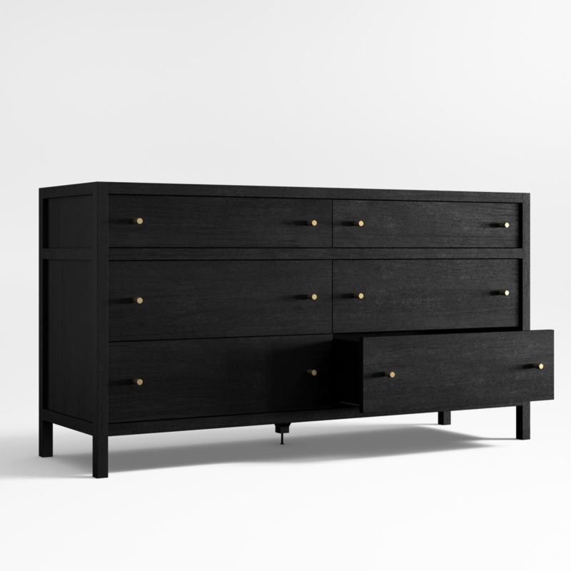 Keane Black Solid Wood 6-Drawer Dresser - image 4 of 7