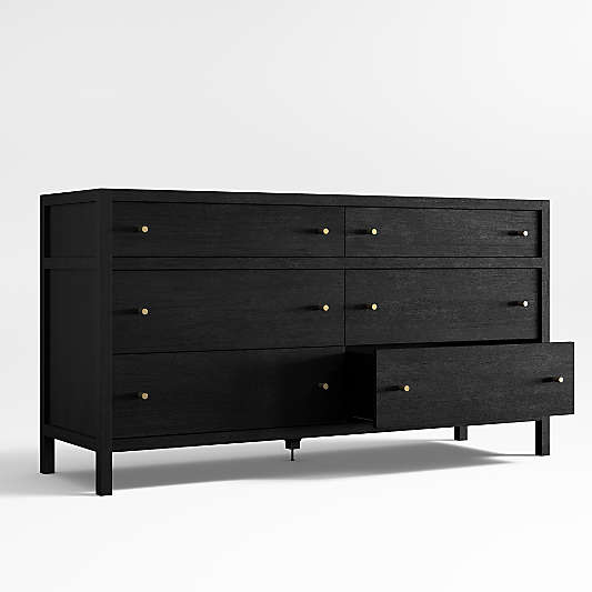 Keane Black Solid Wood 6-Drawer Dresser