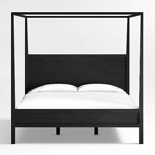 Keane Black Solid Wood Queen Canopy Bed