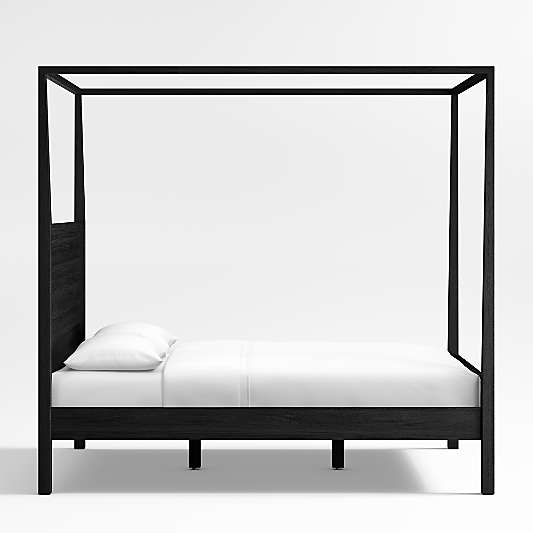 Keane Black Solid Wood Queen Canopy Bed