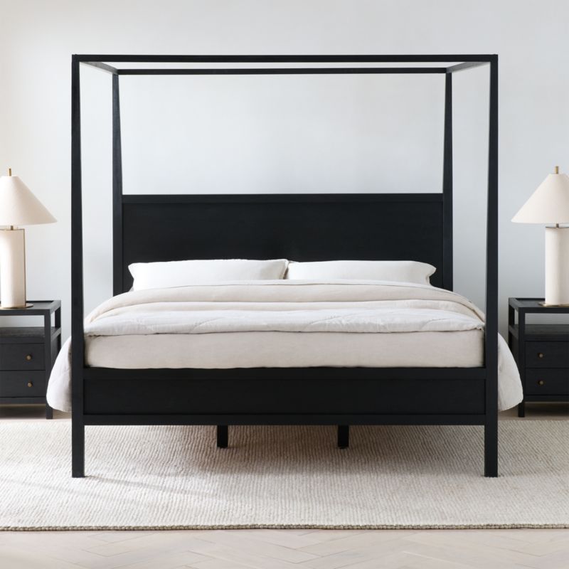 Keane Black Solid Wood King Canopy Bed - image 3 of 12