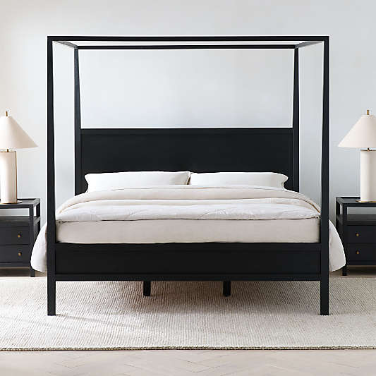 Keane Black Solid Wood Queen Canopy Bed