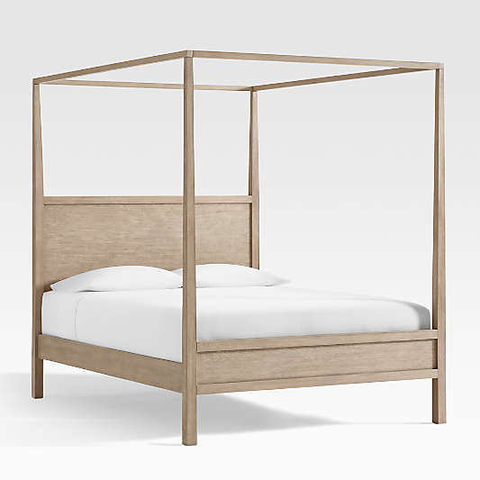 Keane Weathered Natural Solid Queen Wood Canopy Bed