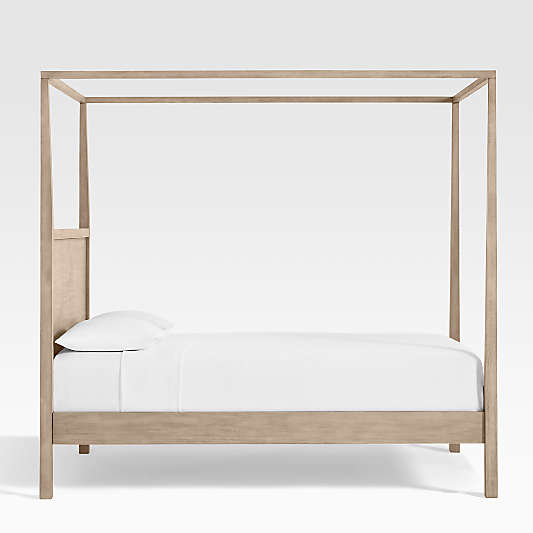 Keane Weathered Natural Solid Queen Wood Canopy Bed