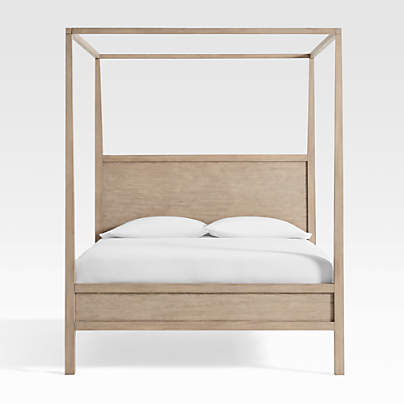 Keane Weathered Natural Solid Queen Wood Canopy Bed