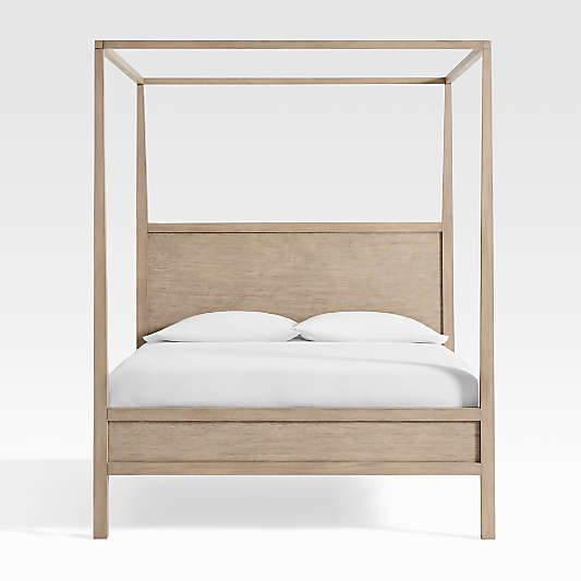 Keane Weathered Natural Solid Queen Wood Canopy Bed