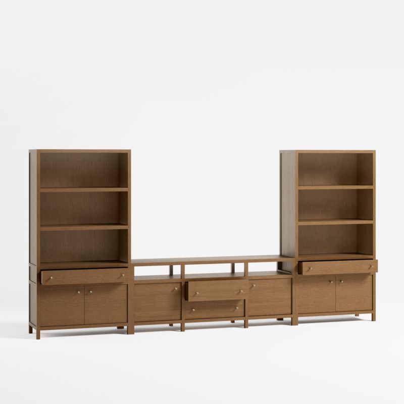 Keane Driftwood 72" Media Console with 2 Storage Bookcases