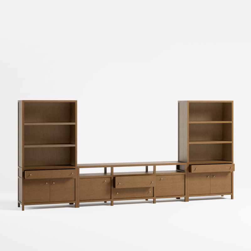 Keane Driftwood 86" Media Console with 2 Storage Bookcases