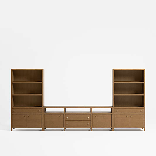 Keane Driftwood 86" Media Console with 2 Storage Bookcases